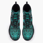 Casual Leather Chunky Boots Turquoise Octopus Tentacles