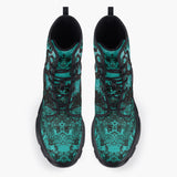 Casual Leather Chunky Boots Turquoise Octopus Tentacles