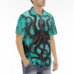 Men's Polo Shirt Turquoise Octopus Tentacles