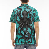 Men's Polo Shirt Turquoise Octopus Tentacles