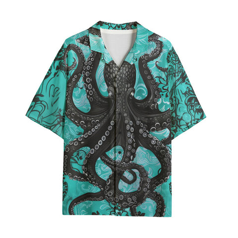 Hawaiian Shirt Turquoise Octopus Tentacles