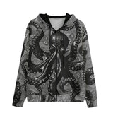 Men's Zip Up Hoodie Black Metal Octopus Tentacles