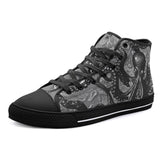 High-Top Canvas Shoes Black Metal Octopus Tentacles