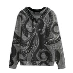 Men's Zip Up Hoodie Black Metal Octopus Tentacles