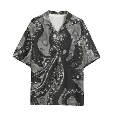 Hawaiian Shirt Black Metal Octopus Tentacles