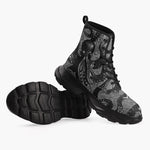 Casual Leather Chunky Boots Black Metal Octopus Tentacles