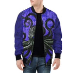 Bomber Jacket Black Octopus on Blue
