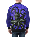 Bomber Jacket Black Octopus on Blue