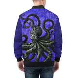 Bomber Jacket Black Octopus on Blue