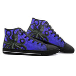 High-Top Canvas Shoes Black Octopus on Blue