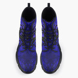 Casual Leather Chunky Boots Black Octopus on Blue