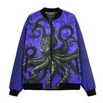 Bomber Jacket Black Octopus on Blue