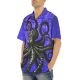Hawaiian Shirt Black Octopus on Blue