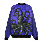Bomber Jacket Black Octopus on Blue
