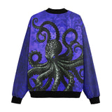 Bomber Jacket Black Octopus on Blue
