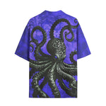 Hawaiian Shirt Black Octopus on Blue