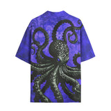 Hawaiian Shirt Black Octopus on Blue