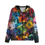 Men's Zip Up Hoodie Colorful Shiny Glass Cubes