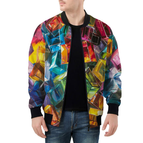 Bomber Jacket Colorful Shiny Glass Cubes