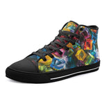 High-Top Canvas Shoes Colorful Shiny Glass Cubes