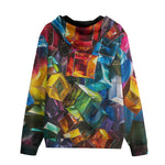 Men's Zip Up Hoodie Colorful Shiny Glass Cubes