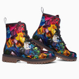 Leather Boots Colorful Shiny Glass Cubes