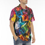 Men's Polo Shirt Colorful Shiny Glass Cubes