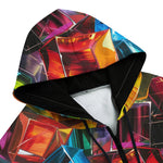 Men's Zip Up Hoodie Colorful Shiny Glass Cubes