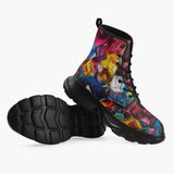 Casual Leather Chunky Boots Colorful Shiny Glass Cubes