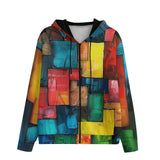 Men's Zip Up Hoodie Abstract Colorful Blocks