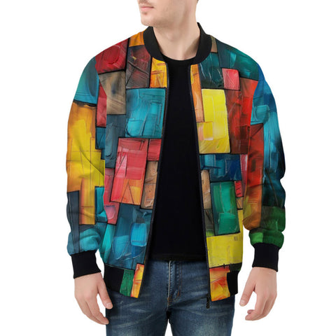 Bomber Jacket Abstract Colorful Blocks