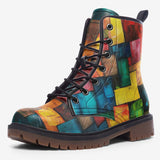 Leather Boots Abstract Colorful Blocks