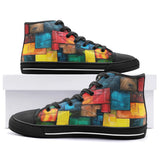 High-Top Canvas Shoes Abstract Colorful Blocks