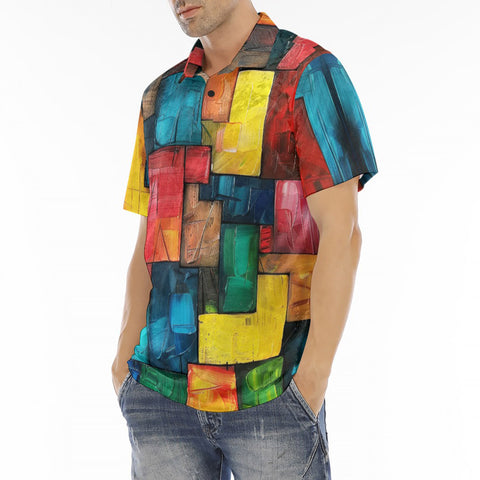 Men's Polo Shirt Abstract Colorful Blocks