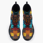 Casual Leather Chunky Boots Abstract Colorful Blocks