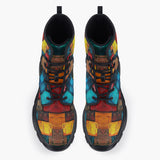 Casual Leather Chunky Boots Abstract Colorful Blocks