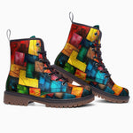 Leather Boots Abstract Colorful Blocks