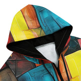 Men's Zip Up Hoodie Abstract Colorful Blocks