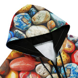 Men's Zip Up Hoodie Colorful Pebbles