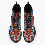 Casual Leather Chunky Boots Colorful Pebbles