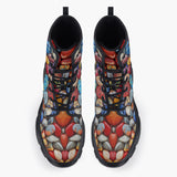 Casual Leather Chunky Boots Colorful Pebbles