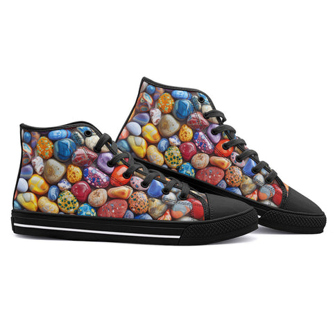 High-Top Canvas Shoes Colorful Pebbles