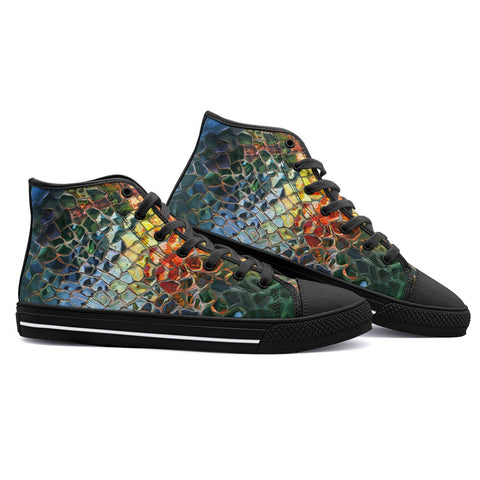 High-Top Canvas Shoes Colorful Glass Mosaic