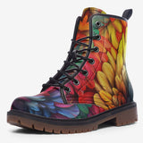 Leather Boots Colorful Feathers