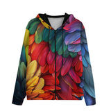 Men's Zip Up Hoodie Colorful Feathers