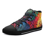 High-Top Canvas Shoes Colorful Feathers