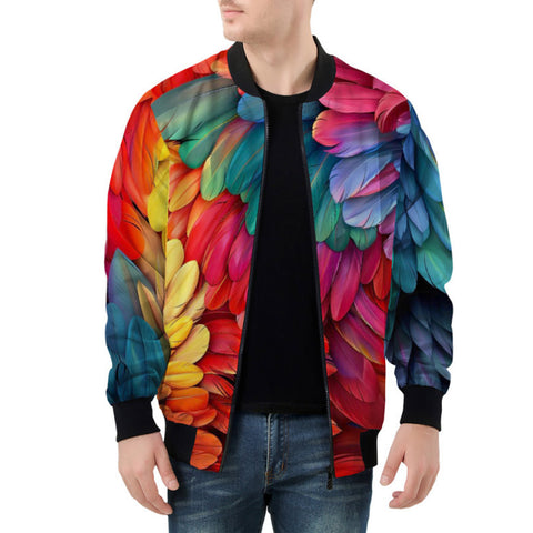Bomber Jacket Colorful Feathers