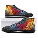 High-Top Canvas Shoes Colorful Feathers