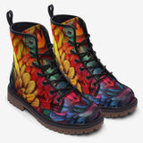 Leather Boots Colorful Feathers