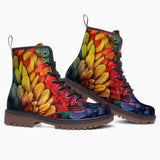 Leather Boots Colorful Feathers